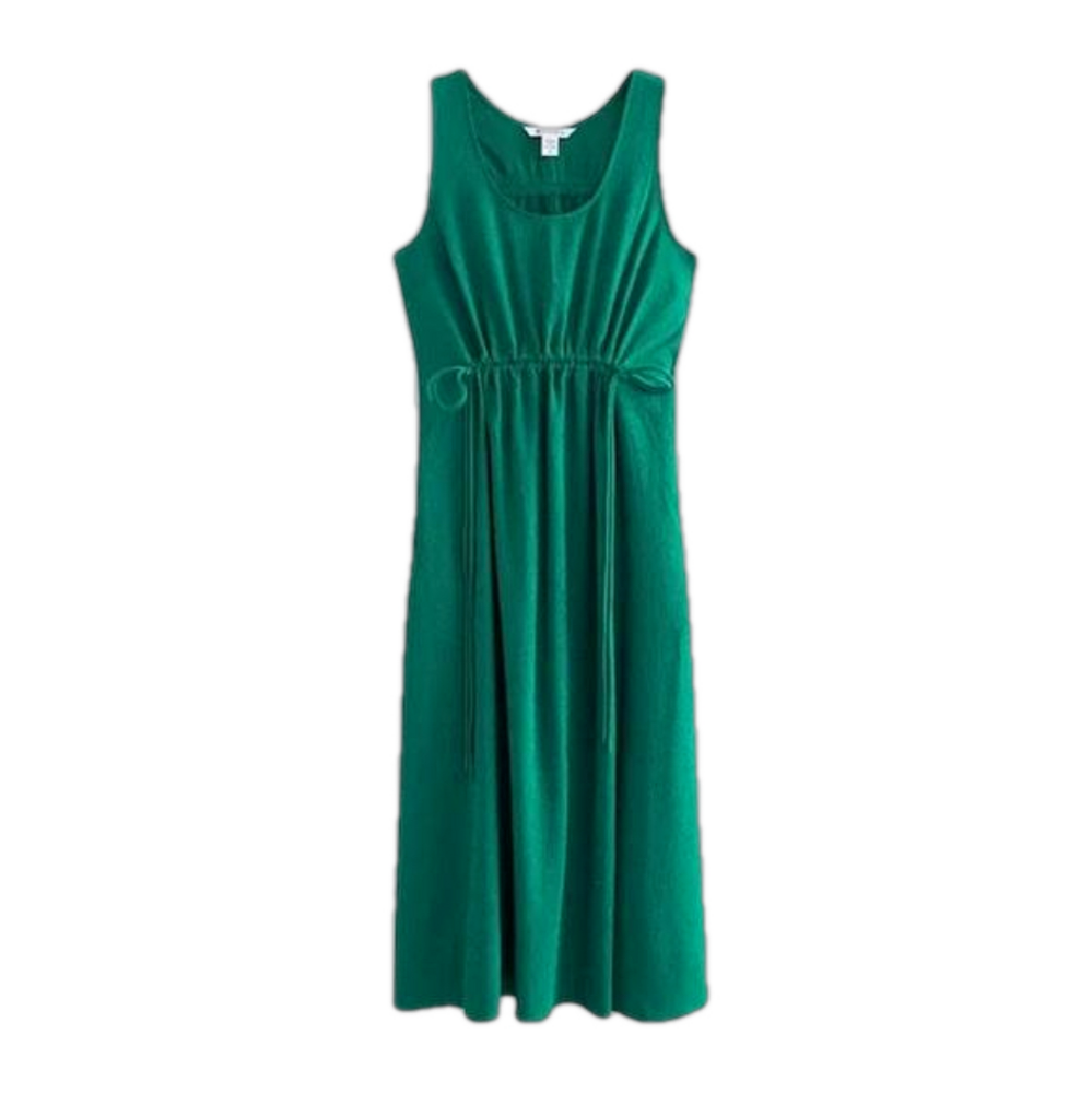 Athleta New Size M‎ Green Echo Sleeveless Pockets Midi Dress Travel MSRP $129